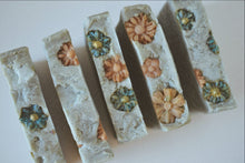 Load image into Gallery viewer, Bachelorette Party, Souvenirs, Rustic Flower Soap in Blue & Beige Tones ✿❃ 10 pcs