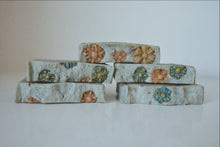Load image into Gallery viewer, Bachelorette Party, Souvenirs, Rustic Flower Soap in Blue & Beige Tones ✿❃ 10 pcs